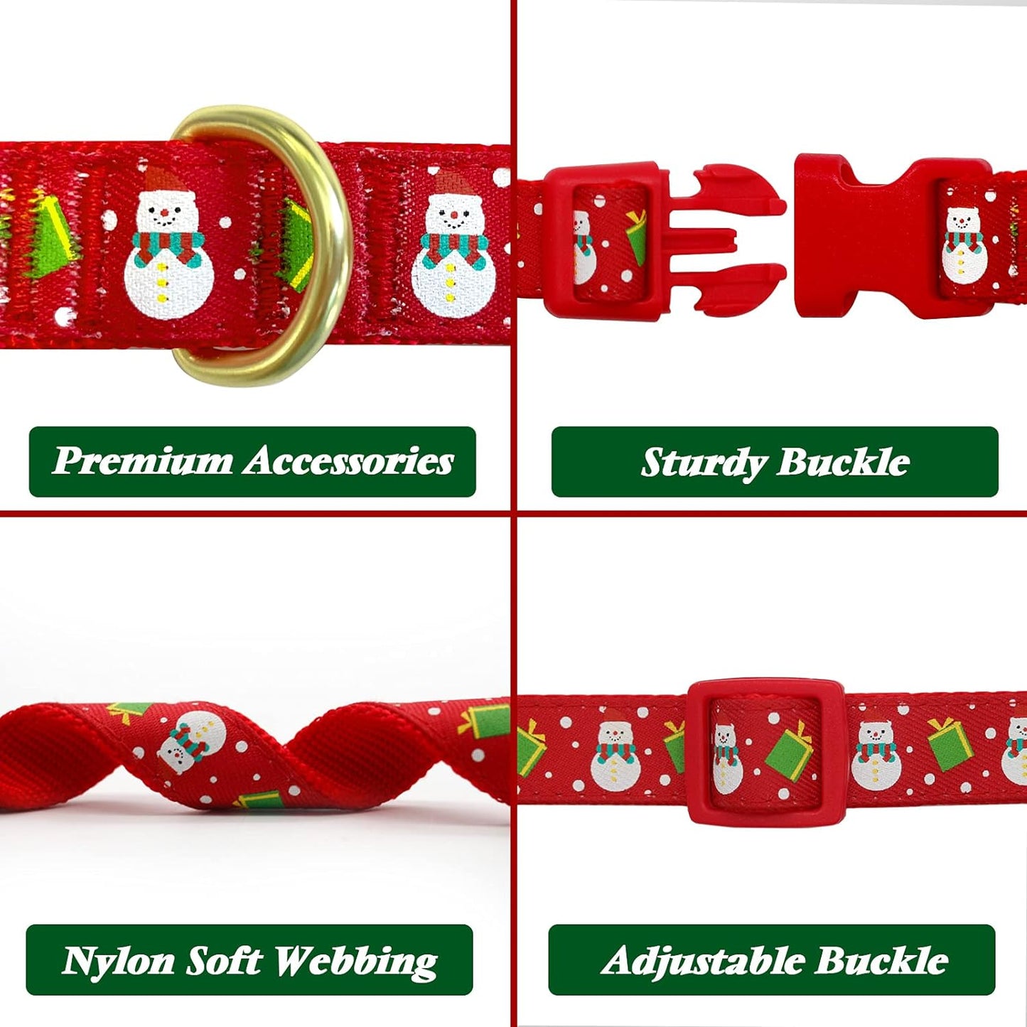 Christmas Dog Collar Adjustable Xmas Dog Collars with Christmas Antler Bow Tie Accessories Snowman Dog Collar for Medium Dogs