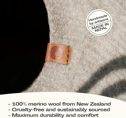 Cat Cave – Premium Felt Cat Bed for Indoor Cats, Handmade 100% Merino Wool (Light Grey, Medium)